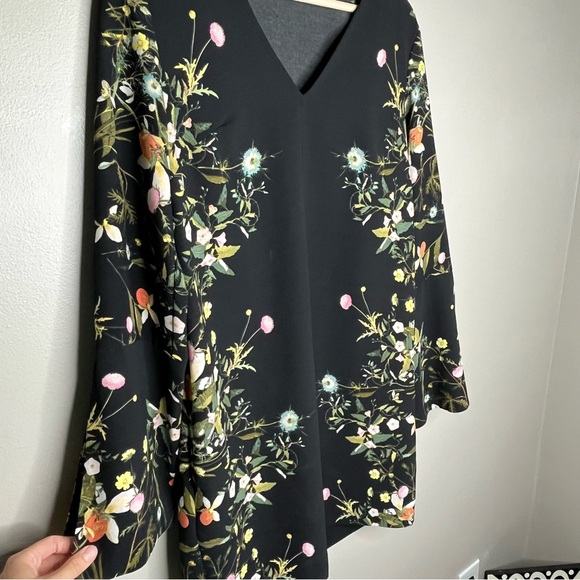 RACHEL Rachael Roy Floral Print Shift Long Sleeve Mid-Length Dress - Picture 2 of 12